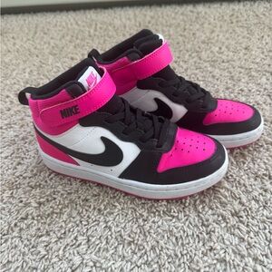Nike Black and Hot Pink Girls' High-Top Sneakers
